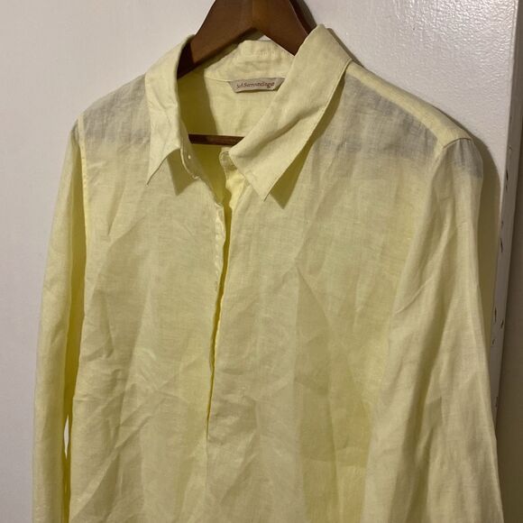 Soft Surroundings 100% Linen Long Sleeve Button Down Butter Yellow Lagenlook - Picture 5 of 11